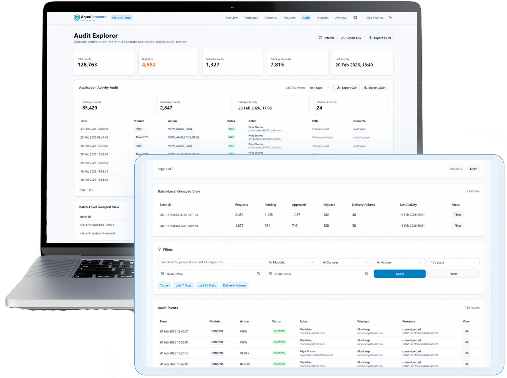 Audit-ready consent management interface